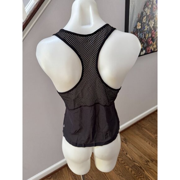 Lululemon Ready Set Go Tank Top Black Mesh Size 6 - Picture 2 of 3